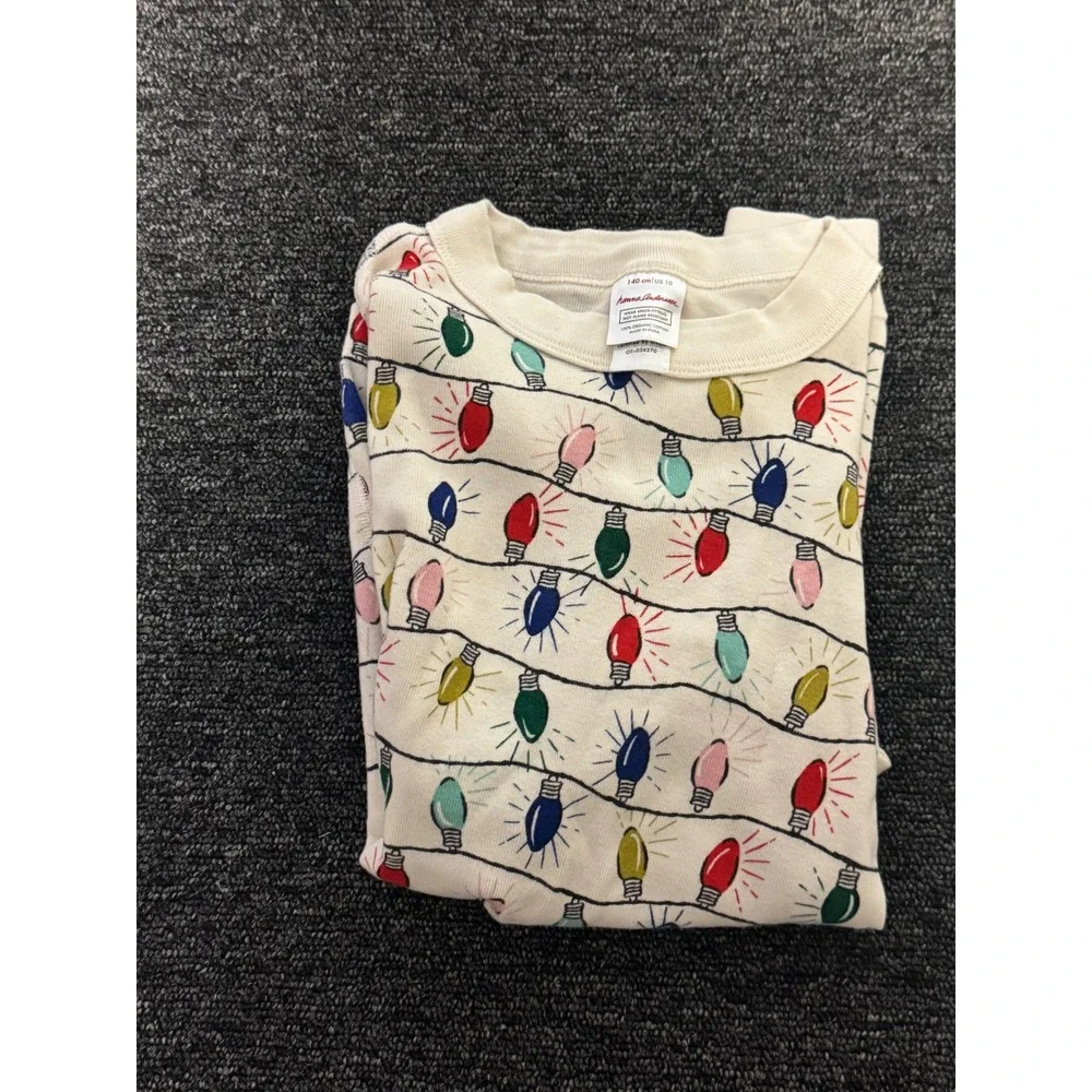 Hanna Andersson Kids Size 10 Christmas Lights‎ Organic Cotton Pajama Set 140